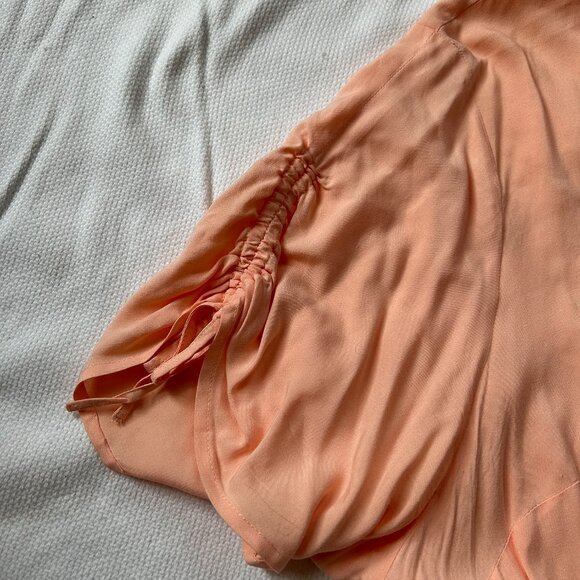 Torrid Tunic Blouse 4X Peach Button Front, short sleeve - Picture 2 of 6